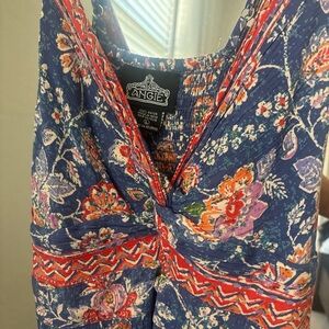 Angie Floral Maxi Dress in Blue and Orange